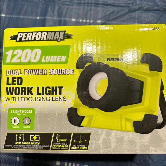 Performax 1200 Lumen Rechargeable LED Work Light w/Focusing Lens NWB - Picture 3 of 7